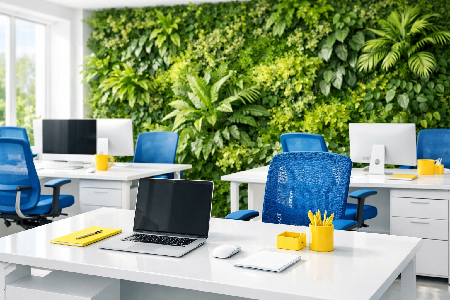 Healthy office workspace in Gardner featuring eco-friendly commercial cleaning services for local businesses.