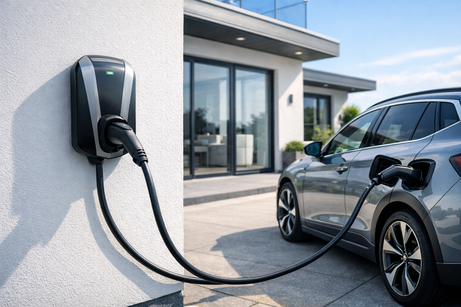 Professional EV charger installation at a residential property in Poole, Dorset.