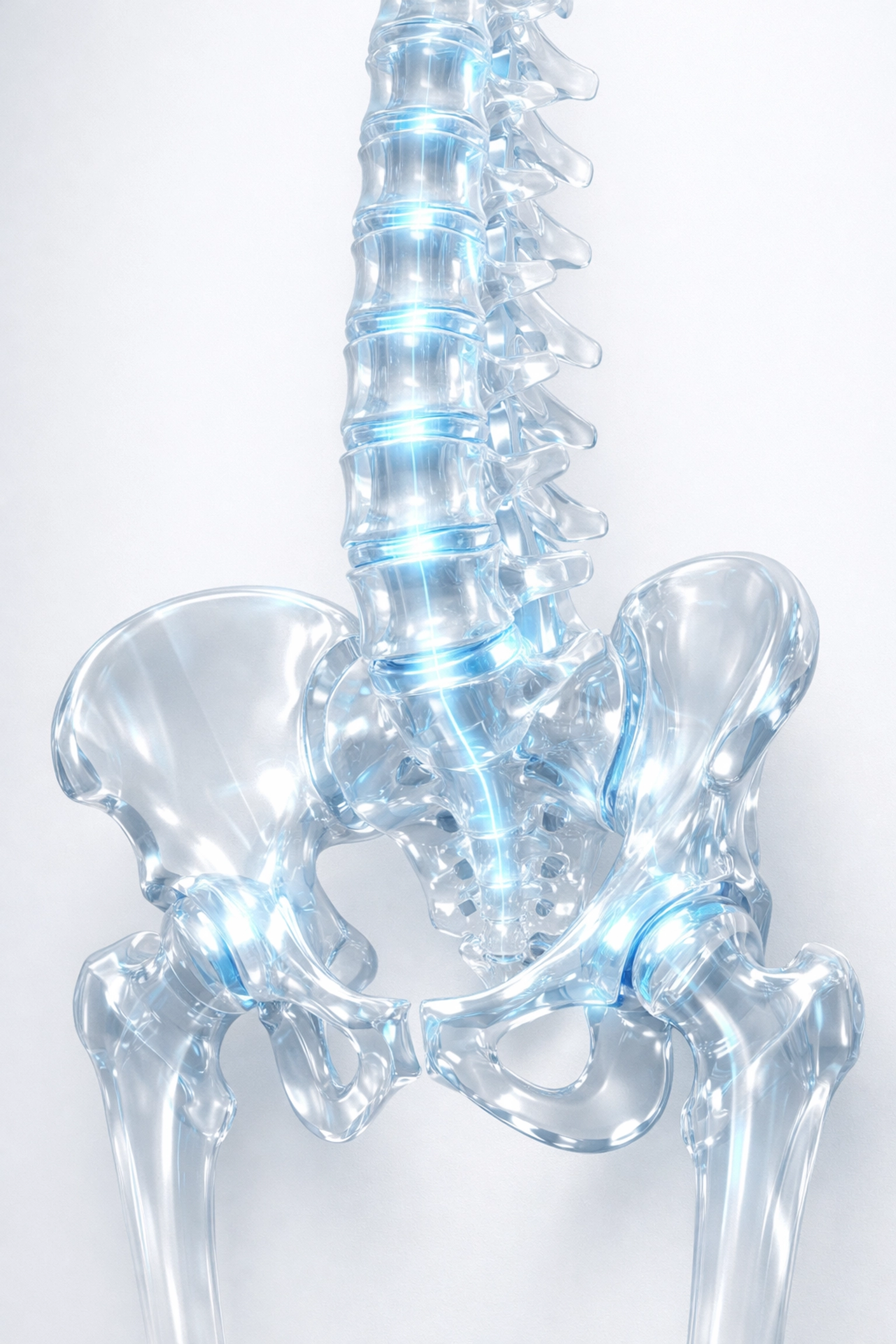 Detailed view of spine and hip bones illustrating bone density for affordable ultrasound Utah patients.