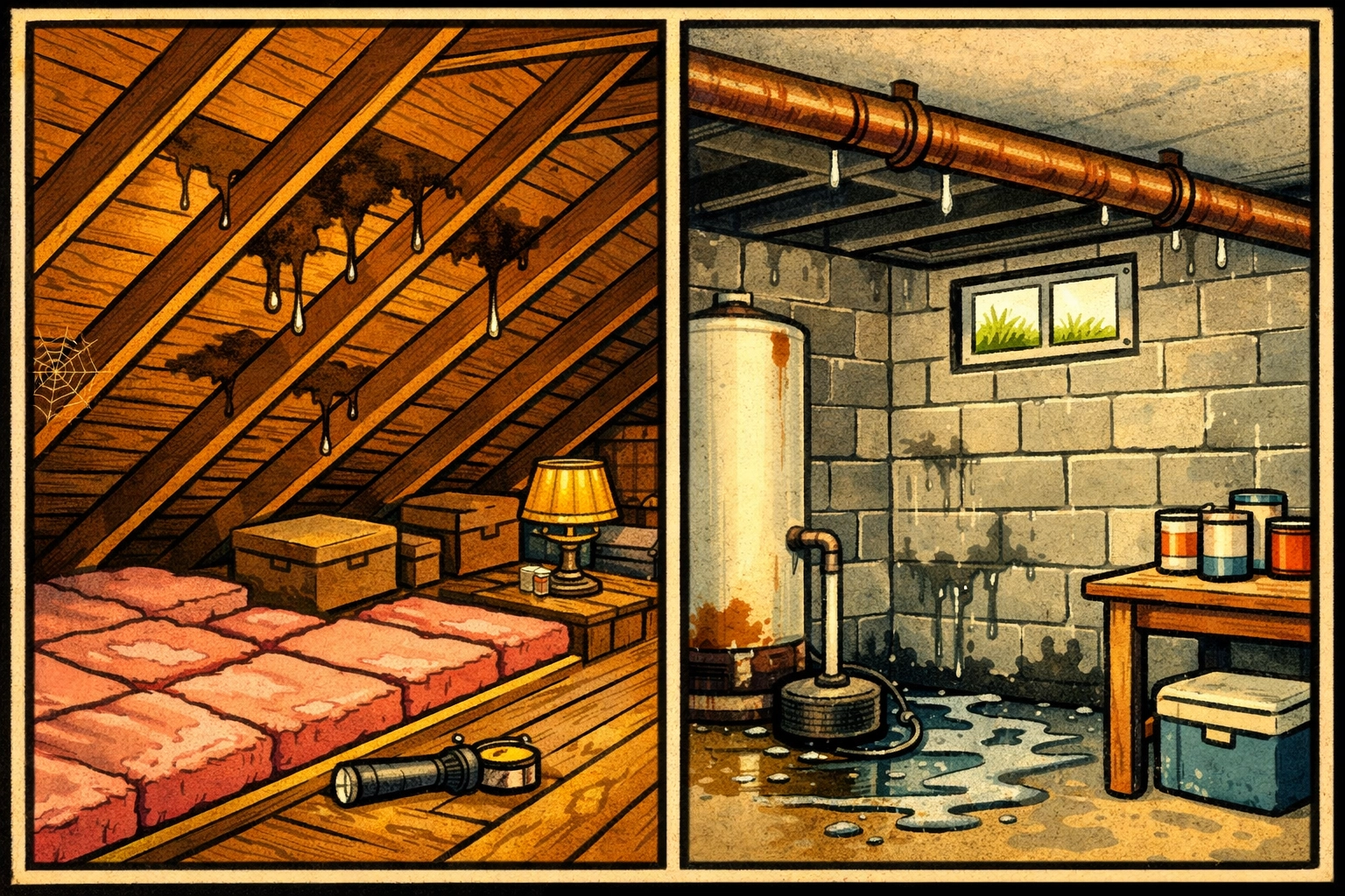 Attic and basement moisture damage inspection for NH spring home maintenance