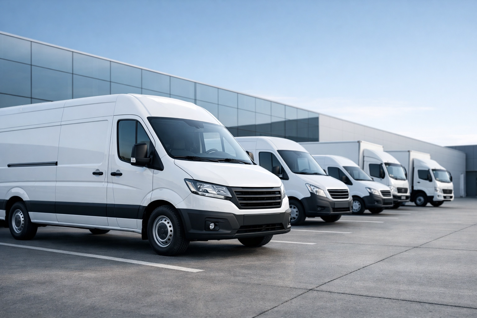 Modern delivery fleet representing equipment leasing and business expansion for Canadian companies.