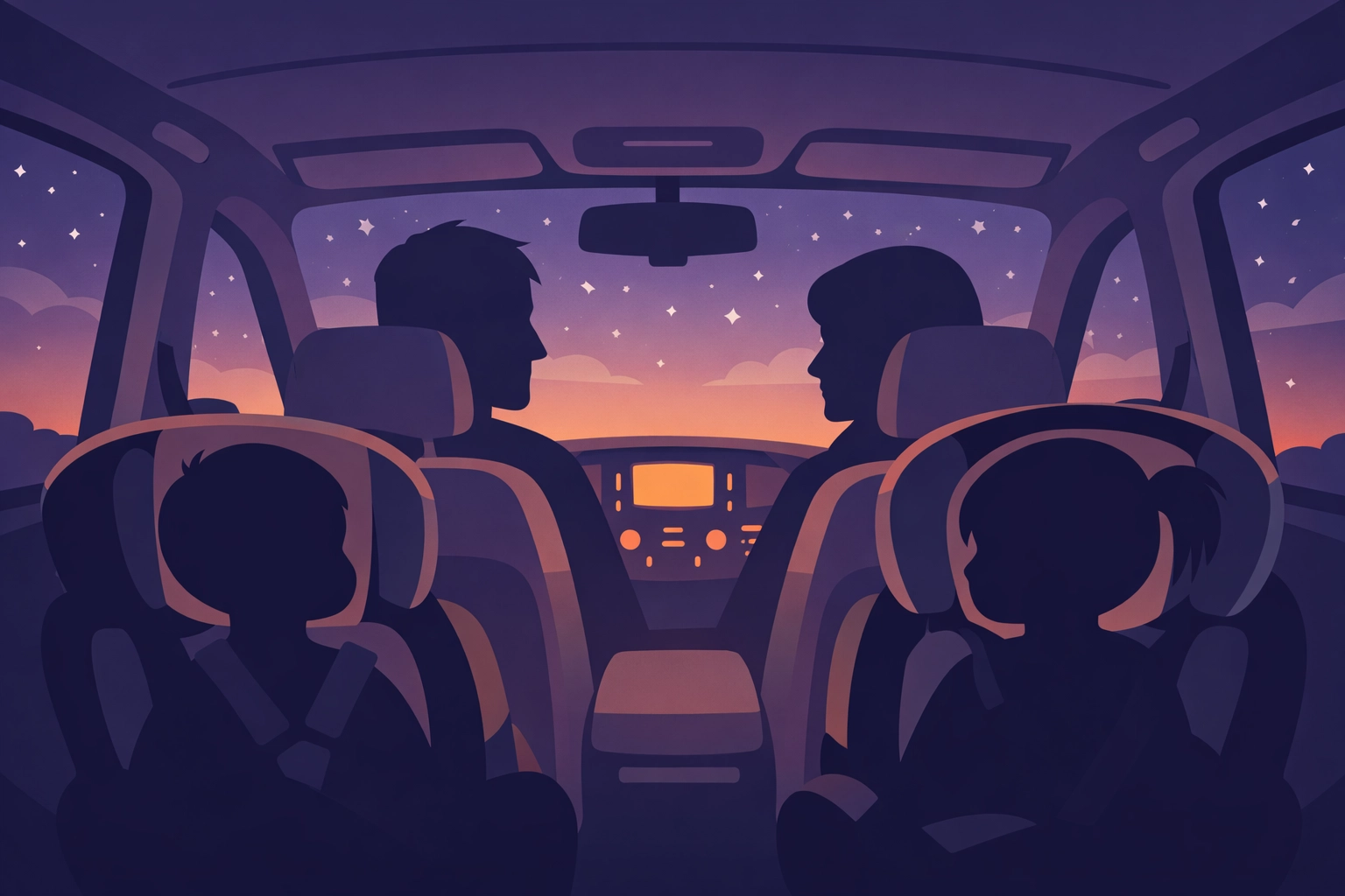 Christian family discussing movie together in car - building up kids through conversation