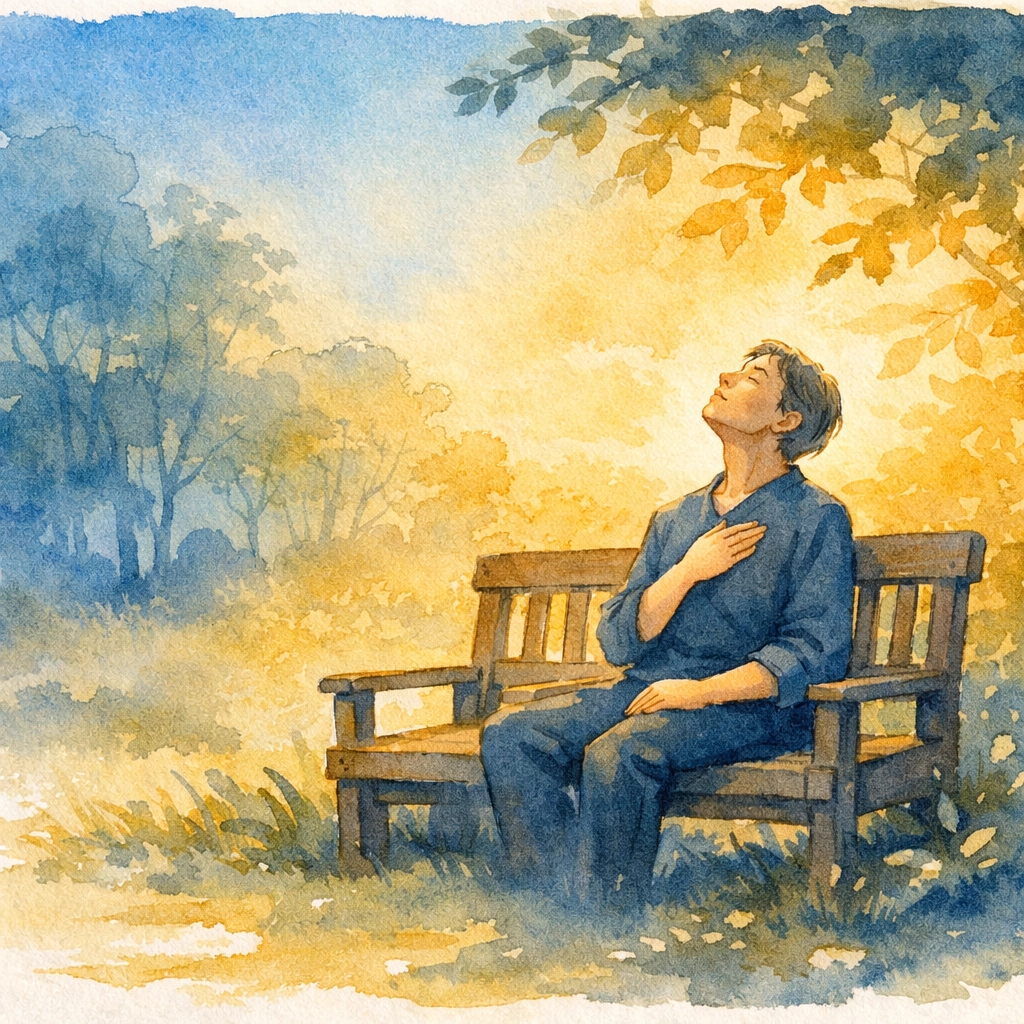 Christian leader in peaceful prayer and reflection, processing emotions honestly with God