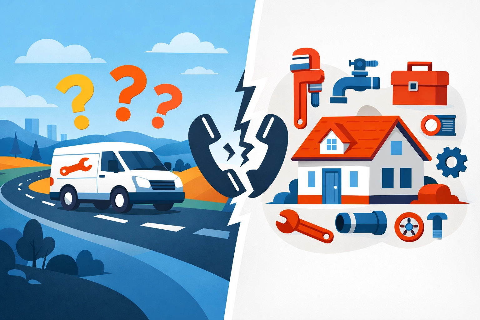 Field service communication breakdown between plumber's van and customer causing repeat visits