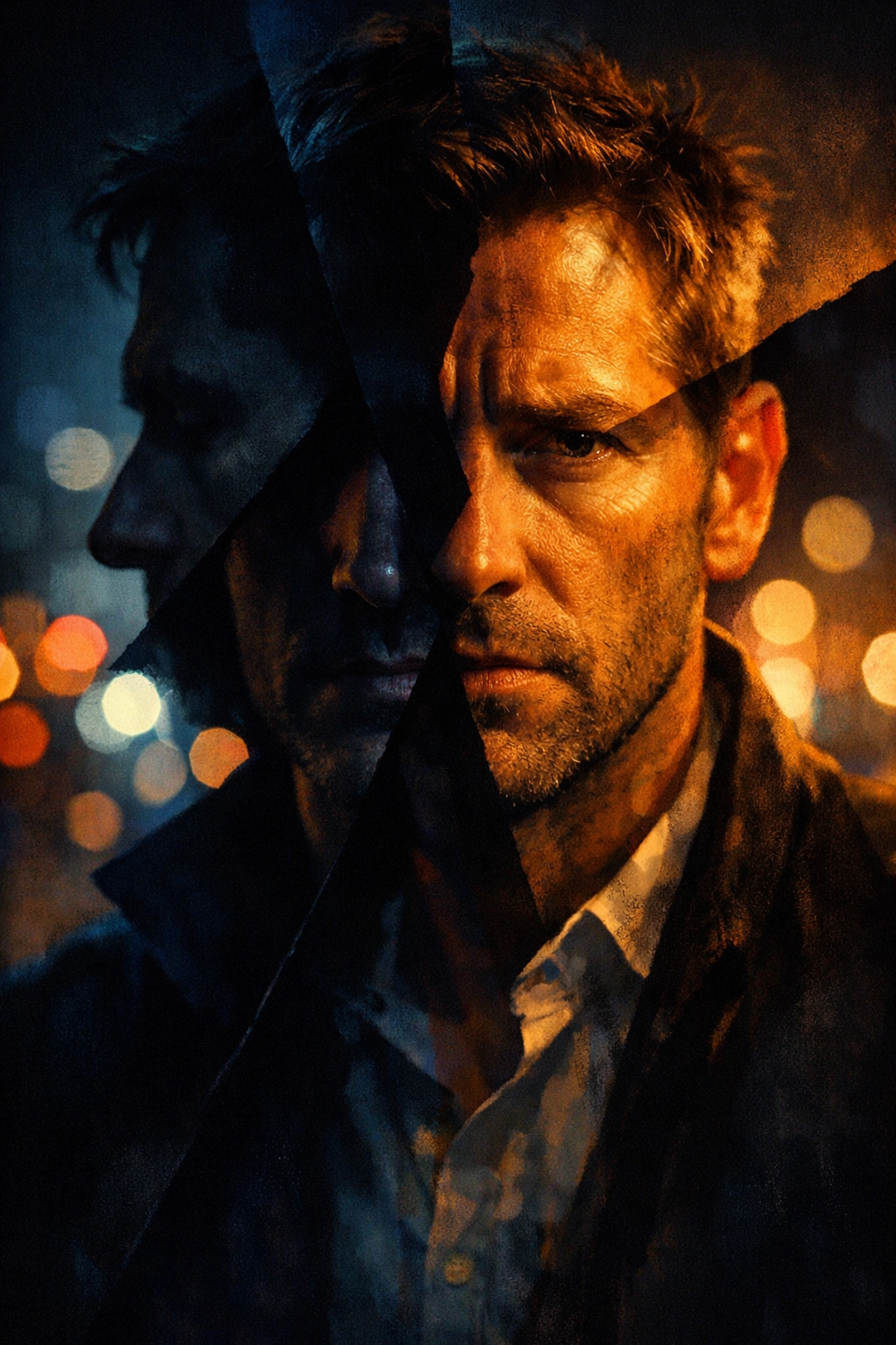 Man's face half in shadow half in light - psychological toll of closeted gay life