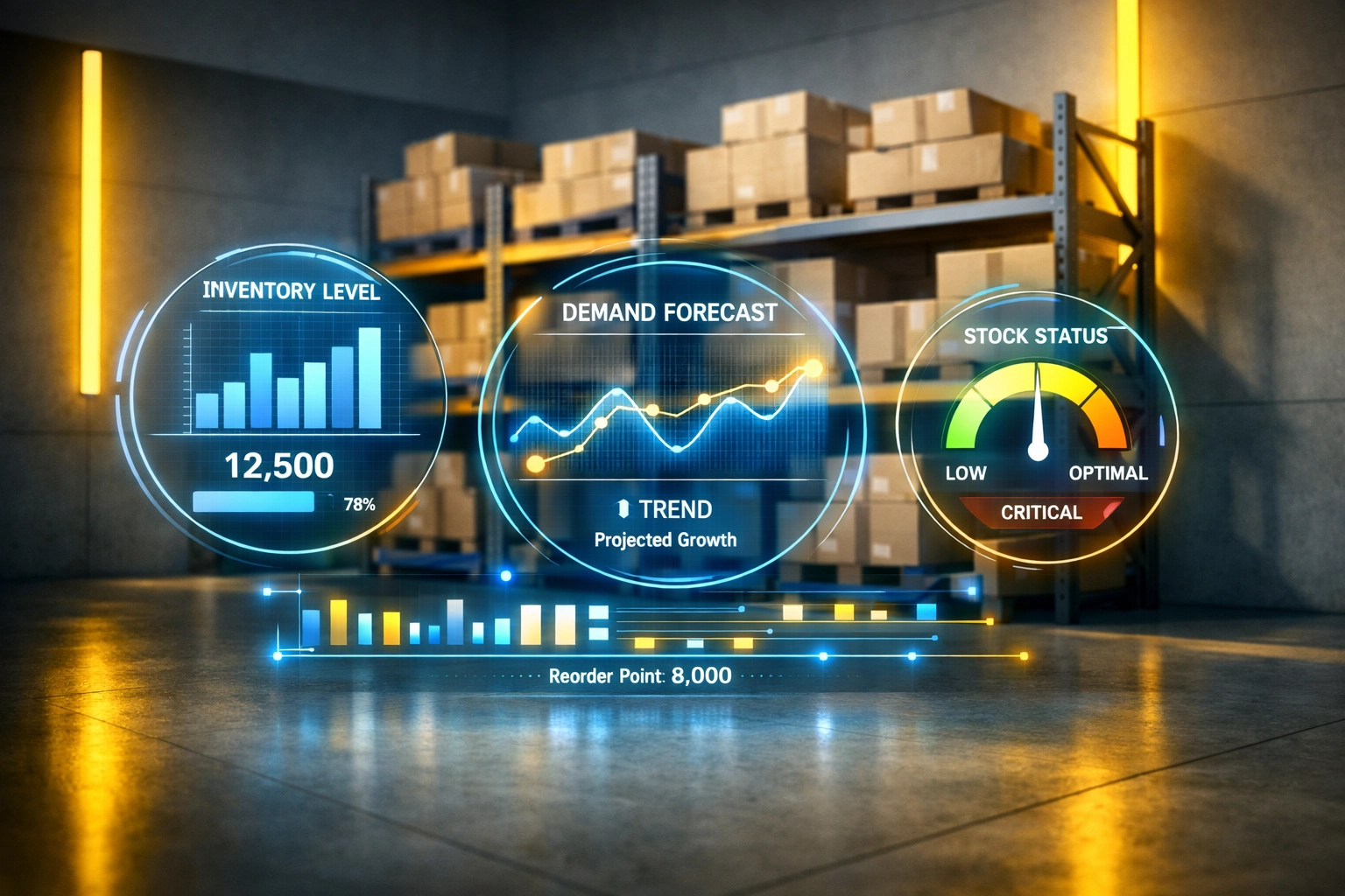 Amazon inventory management dashboard showing forecasting data and stock levels in warehouse