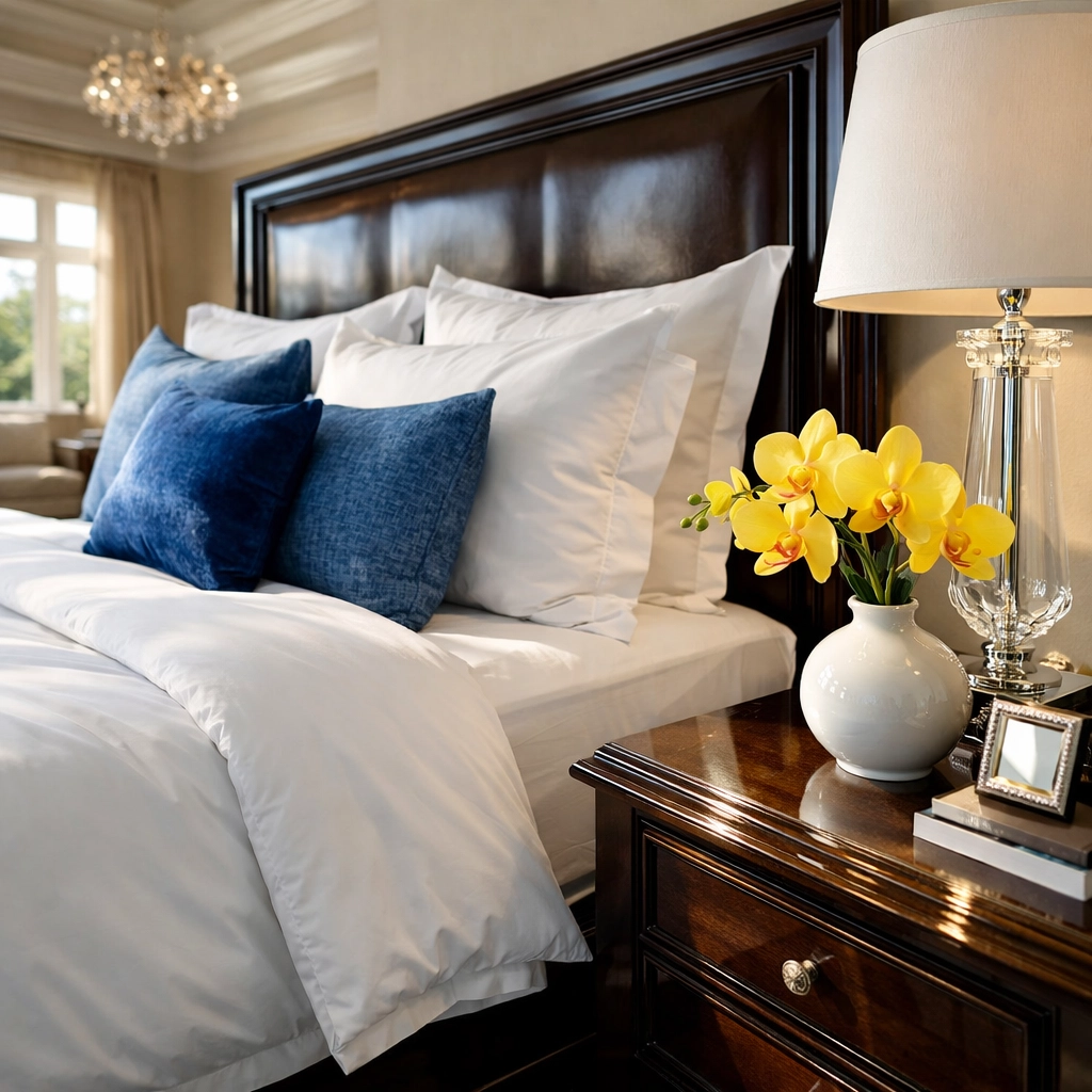 Dust-free luxury bedroom suite in Weston showing professional-grade deep cleaning results for a fresh home.