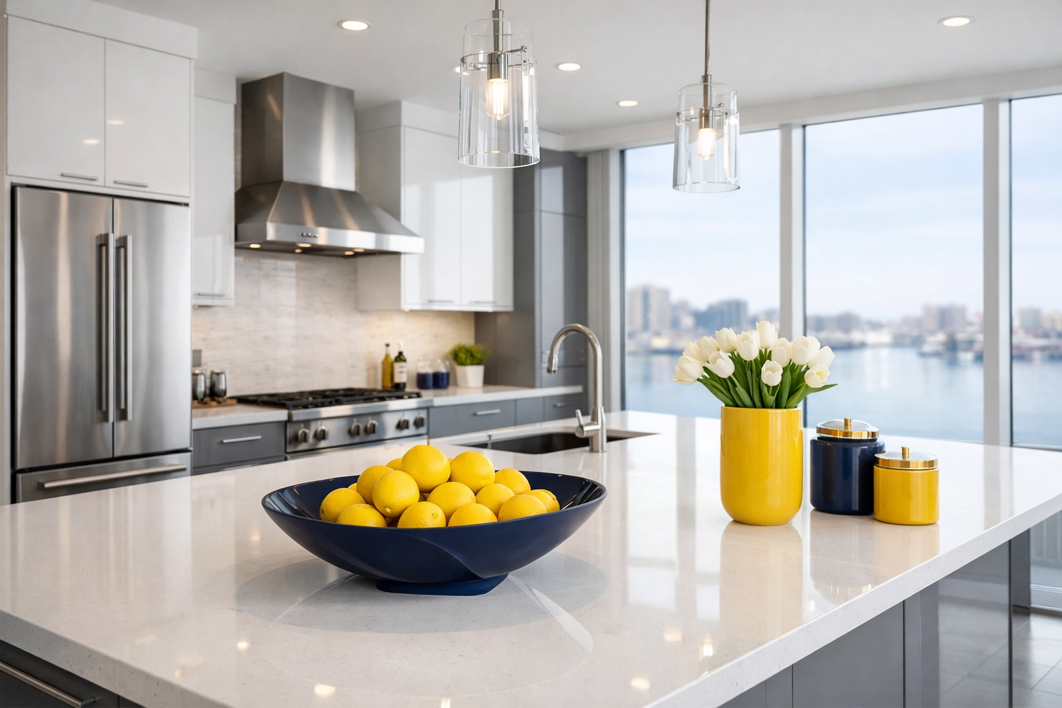 Seamless Move-Out Cleaning Seaport Boston in a luxury penthouse kitchen with stainless steel appliances.