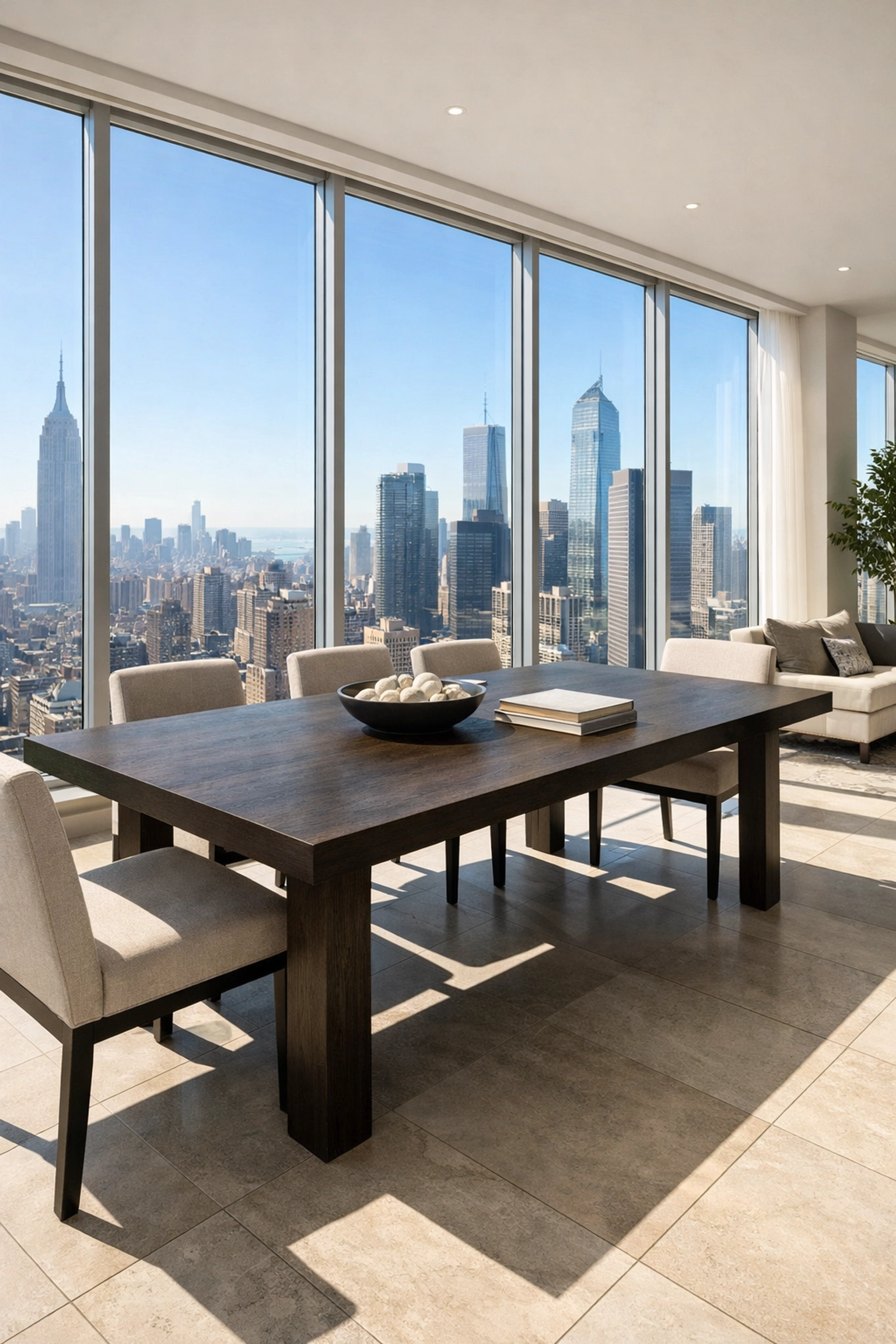 Luxury penthouse interior highlighting the incredible dynamic range and detail of an AI sensor.