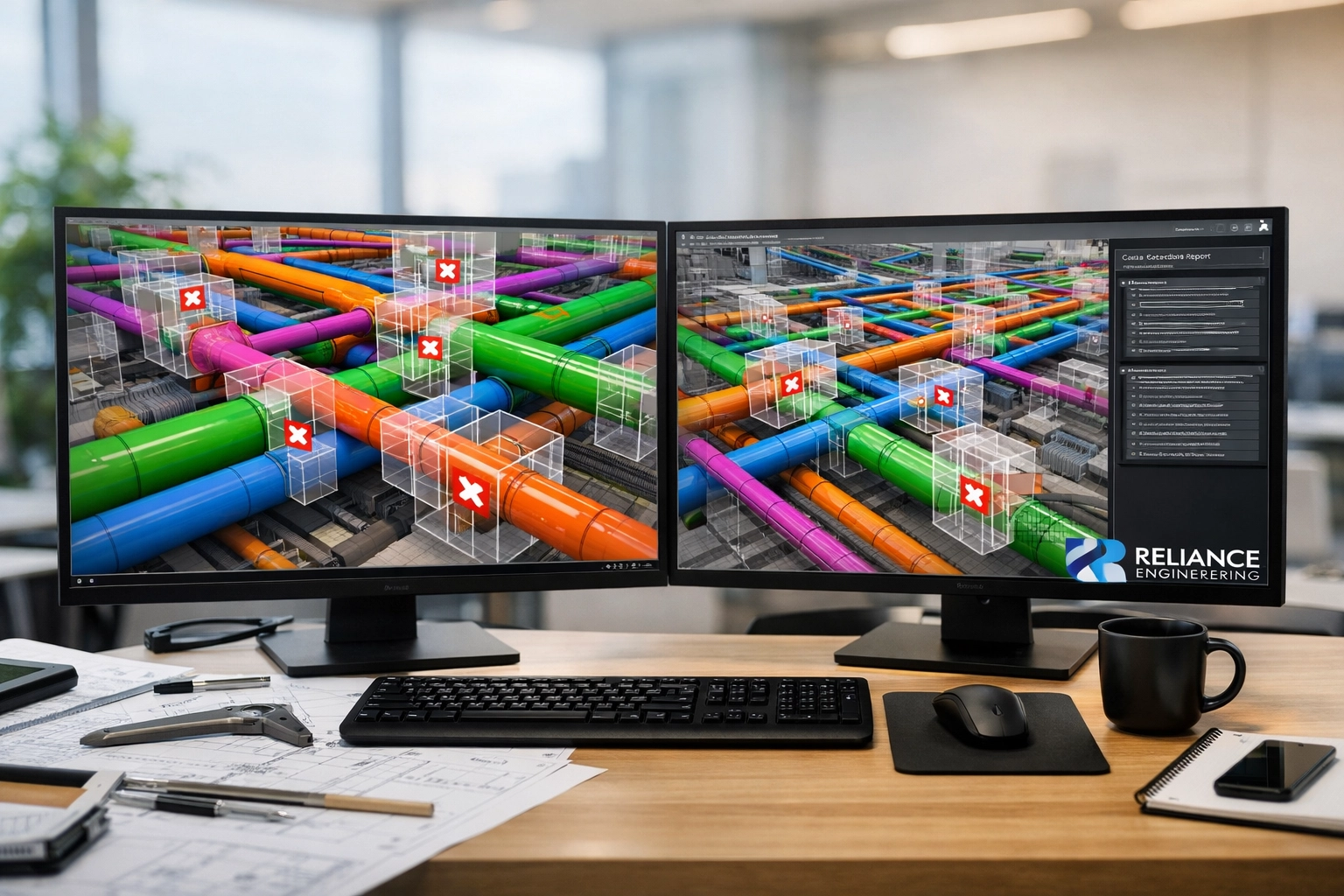 3D BIM model of underground site utilities and pipe clash detection for Ontario civil engineering.