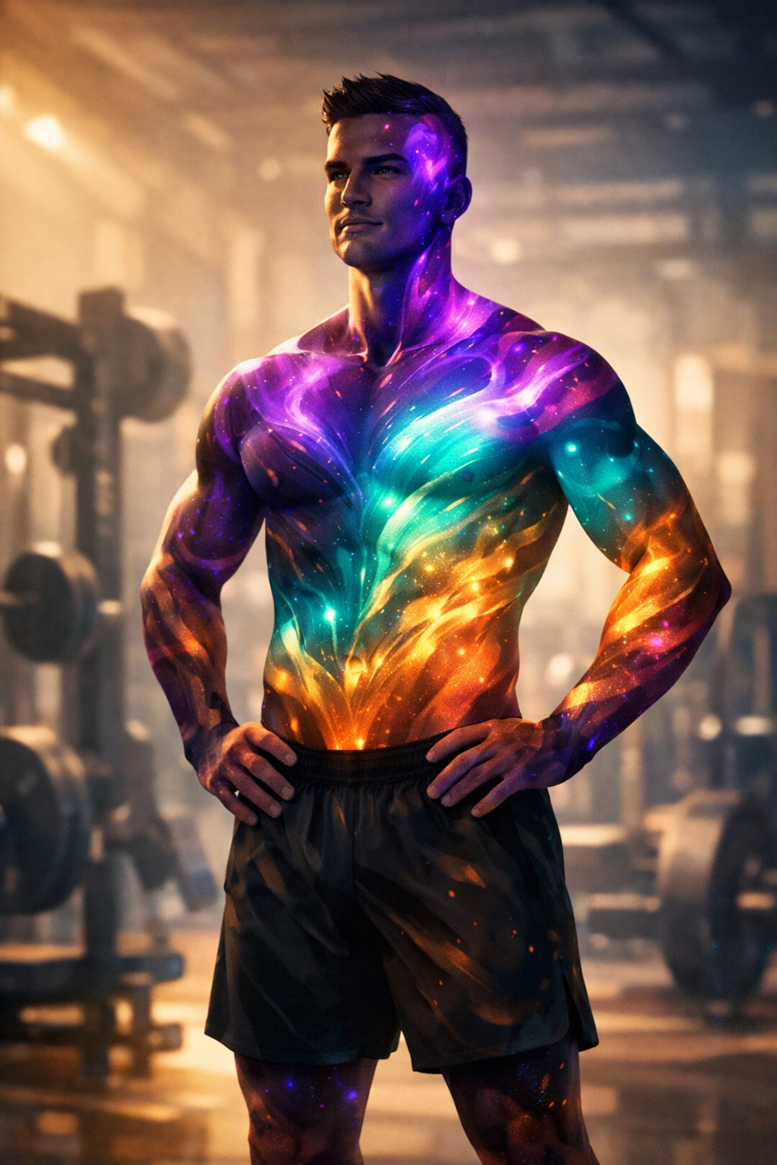 Athletic man at gym representing mental wellness and physical fitness journey