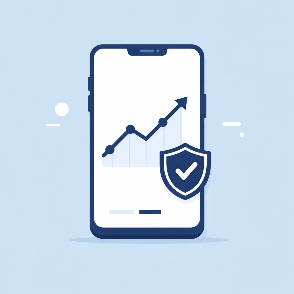 Celular con gráfica de monitoreo de crédito seguro para proteger tu historial financiero.