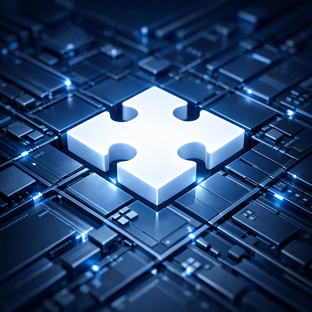 White-label software integration showing industry expertise fitting perfectly into a digital platform.