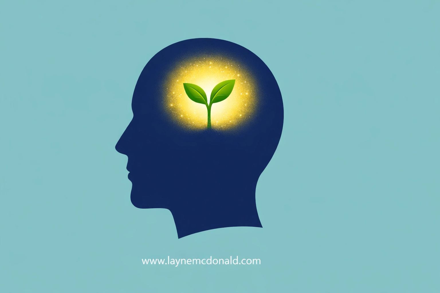 Vector illustration of a growing plant inside a head silhouette, symbolizing spiritual renewal of the mind and faith.