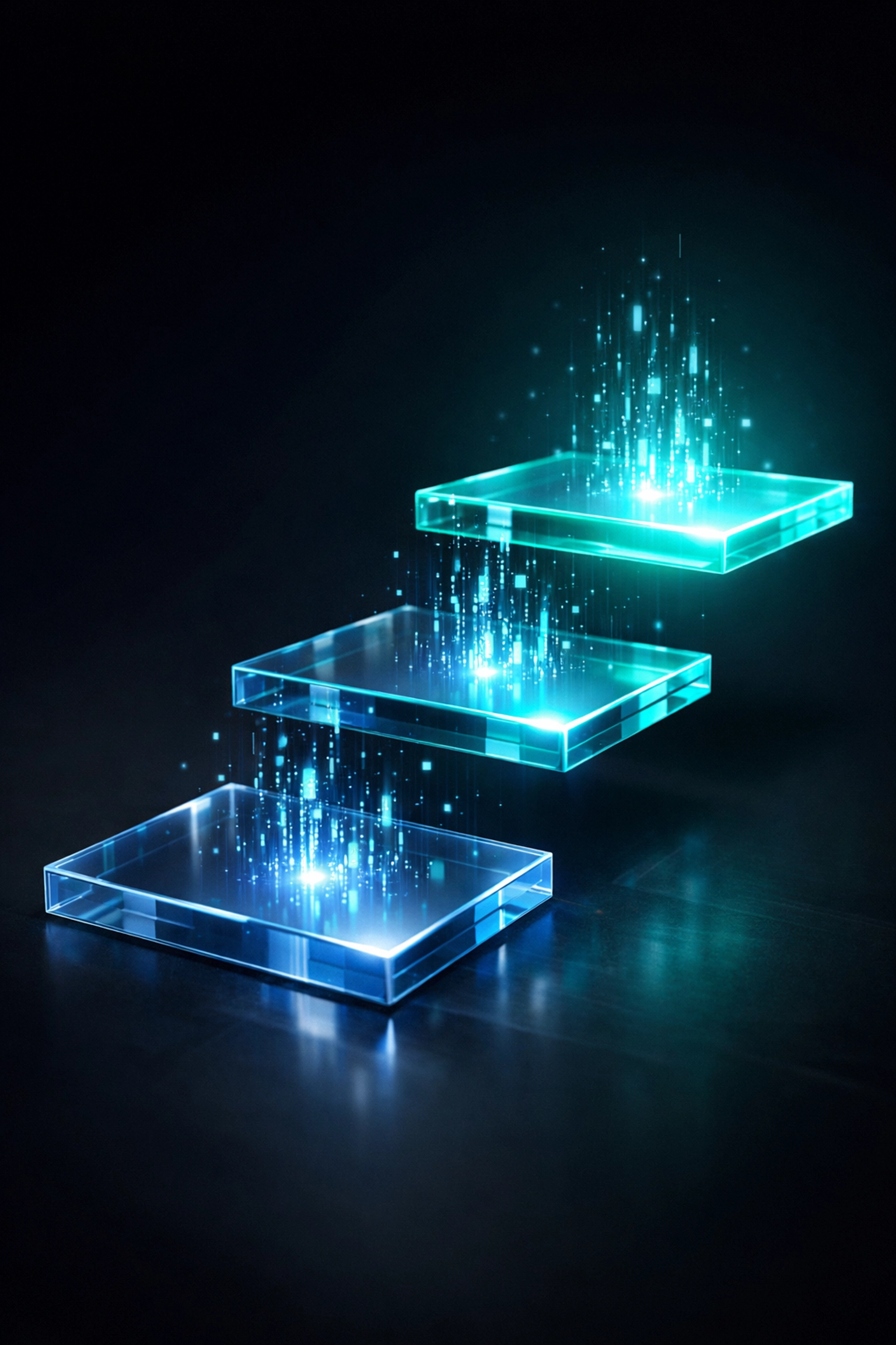 Glowing digital tiers representing the tiered PPC bidding strategy for keyword match types.