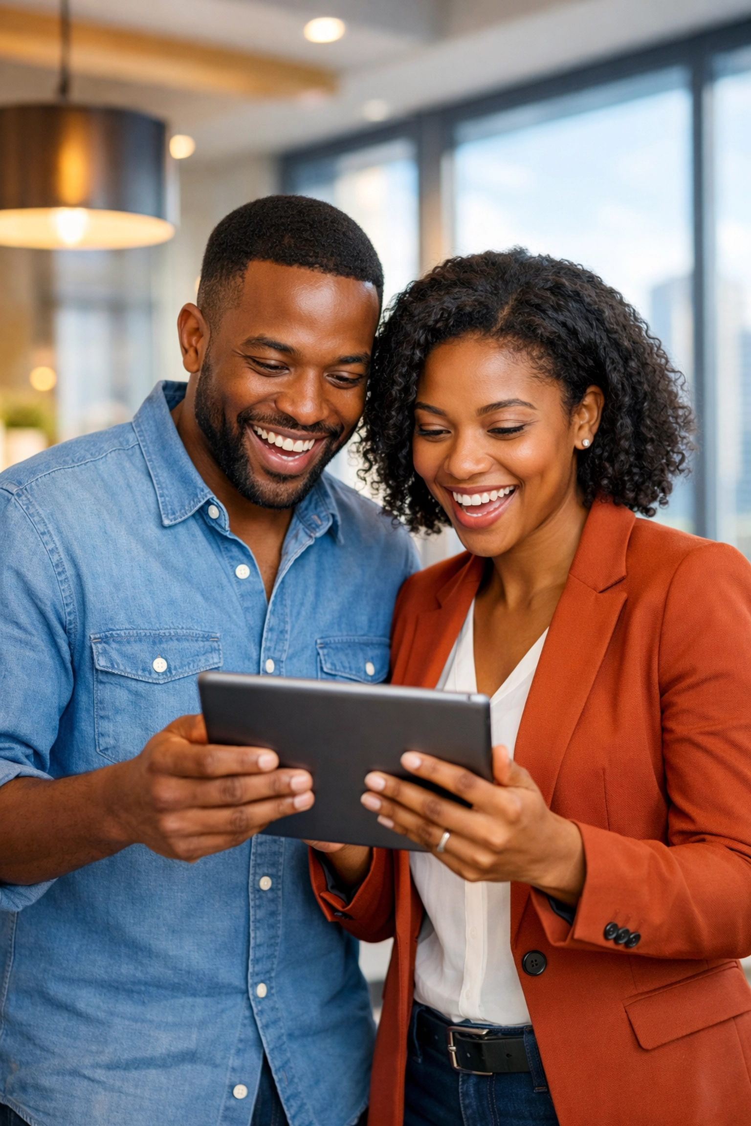 Couple reviewing Roth IRA contributions on tablet together