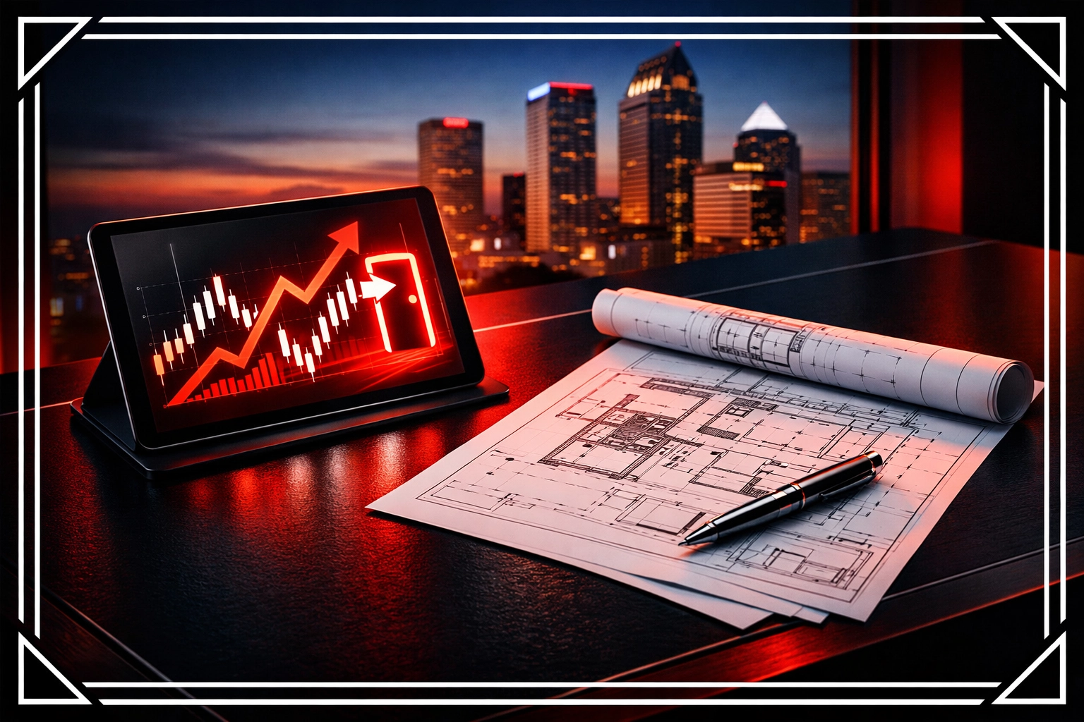 Strategic business exit planning in Tampa featuring financial growth charts and executive office views.