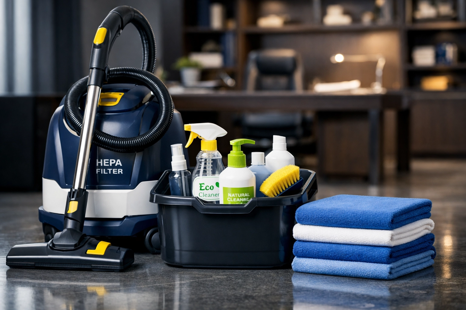 Eco-friendly professional equipment used by residential and commercial cleaning services near me.