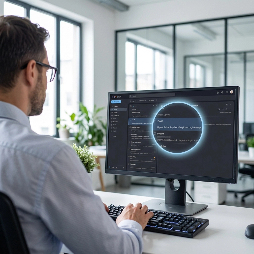 Image of an employee doing workplace Cyber Security Training on a computer in Solihull