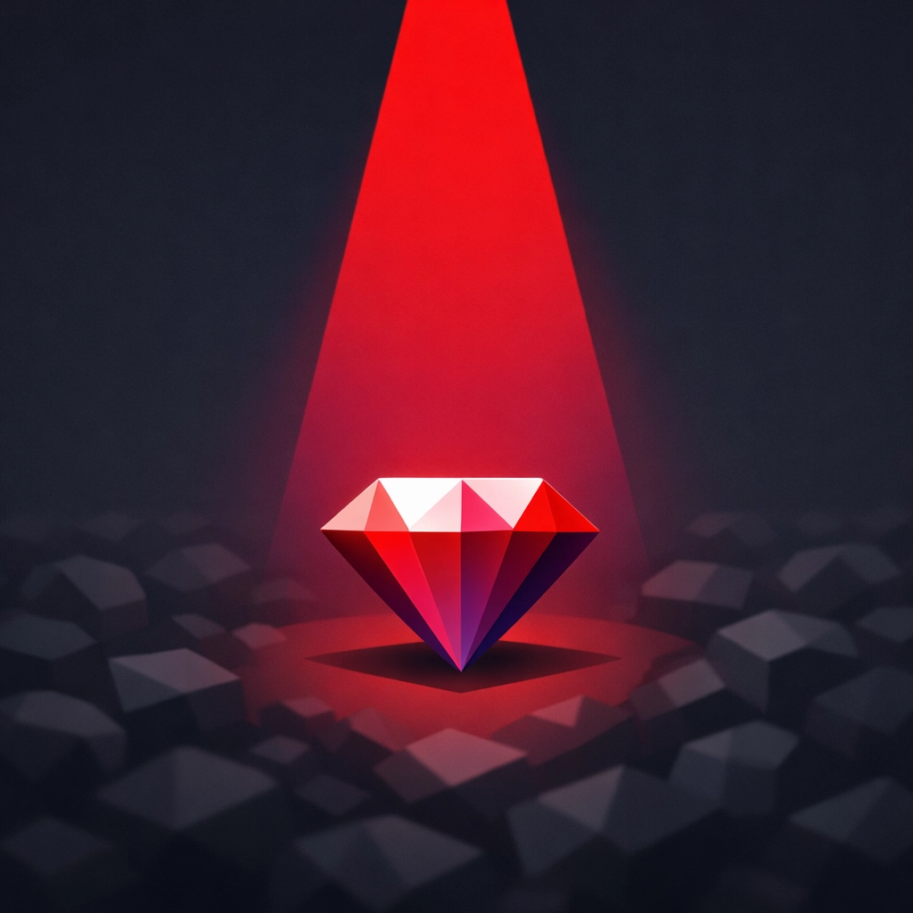 A bright red diamond standing out from grey shapes, representing clear website messaging for better lead generation.