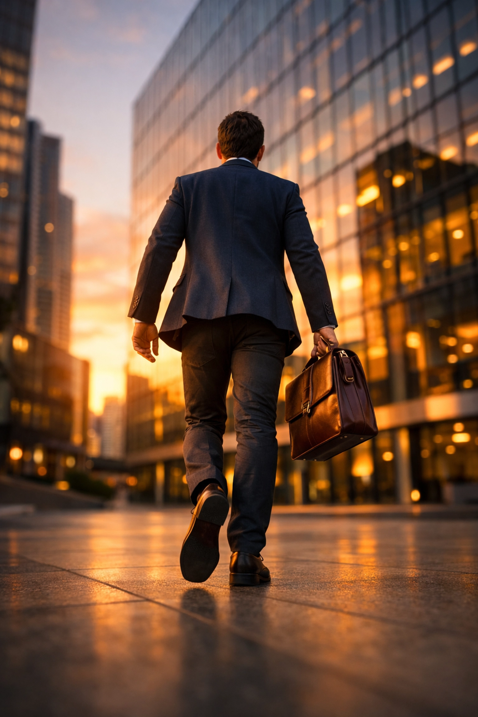 Entrepreneur walking toward a modern office to access private capital and business credit for non-US citizens.
