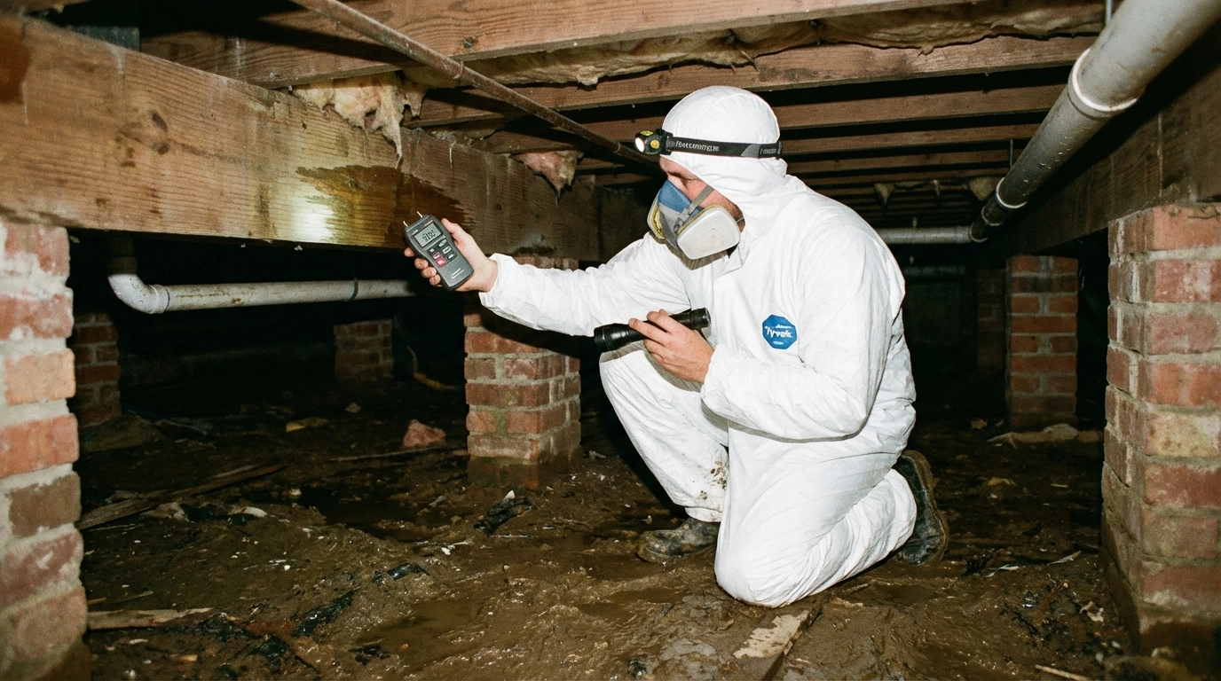 Louisiana crawl space inspection for moisture and drainage problems