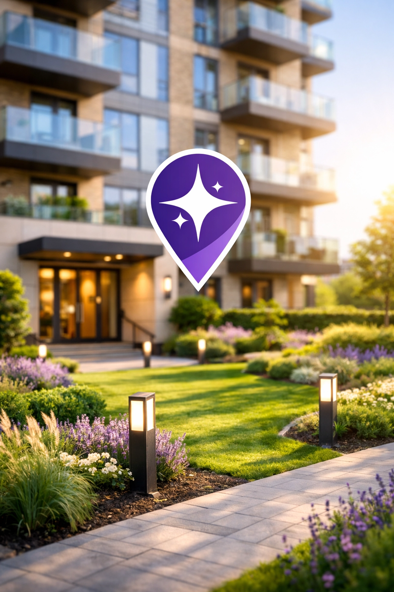 Well-maintained communal garden of an Essex residential block managed for high resident satisfaction.