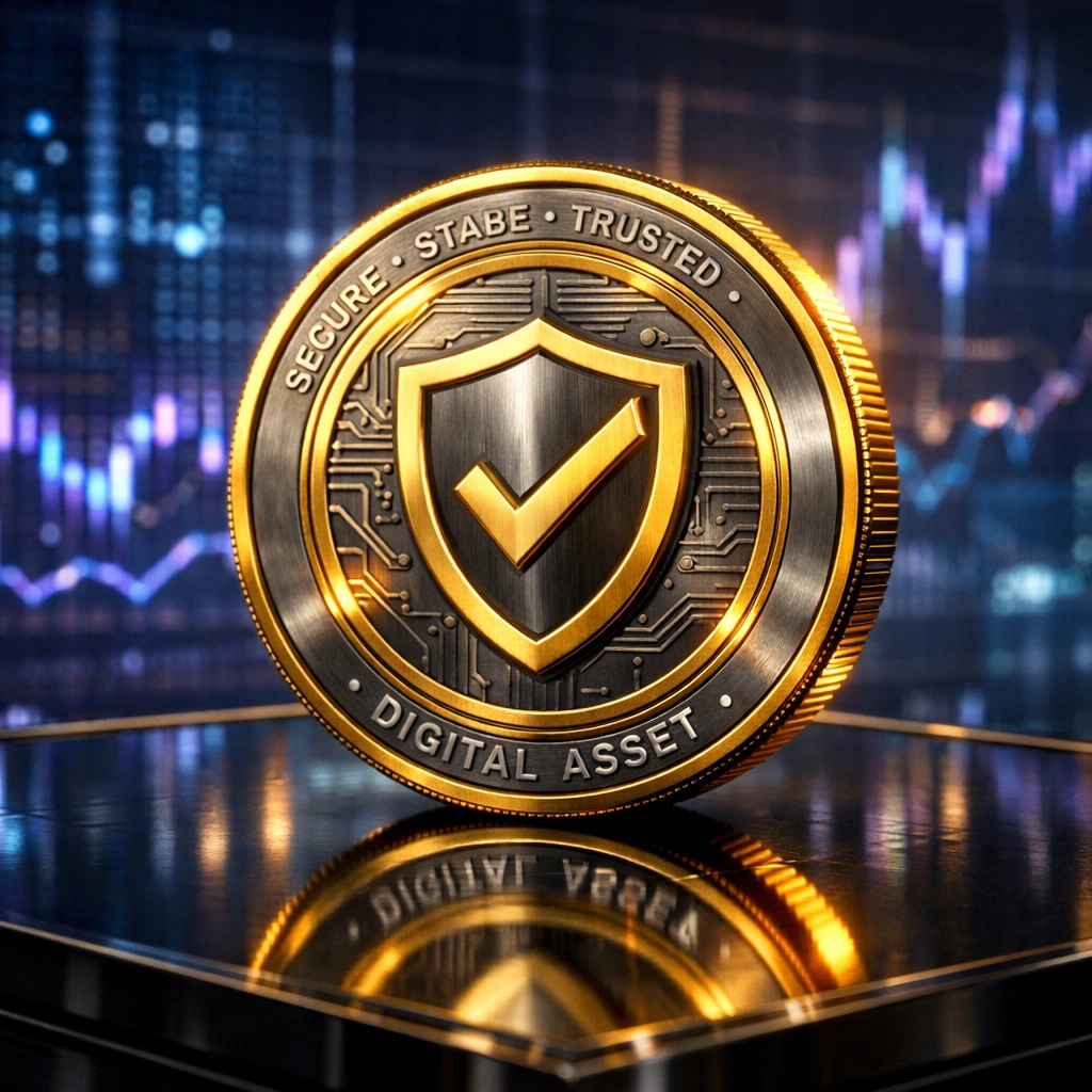 Stable LUSD digital coin representing LUSD stablecoin benefits and secure Web3 global payments for modern merchants.