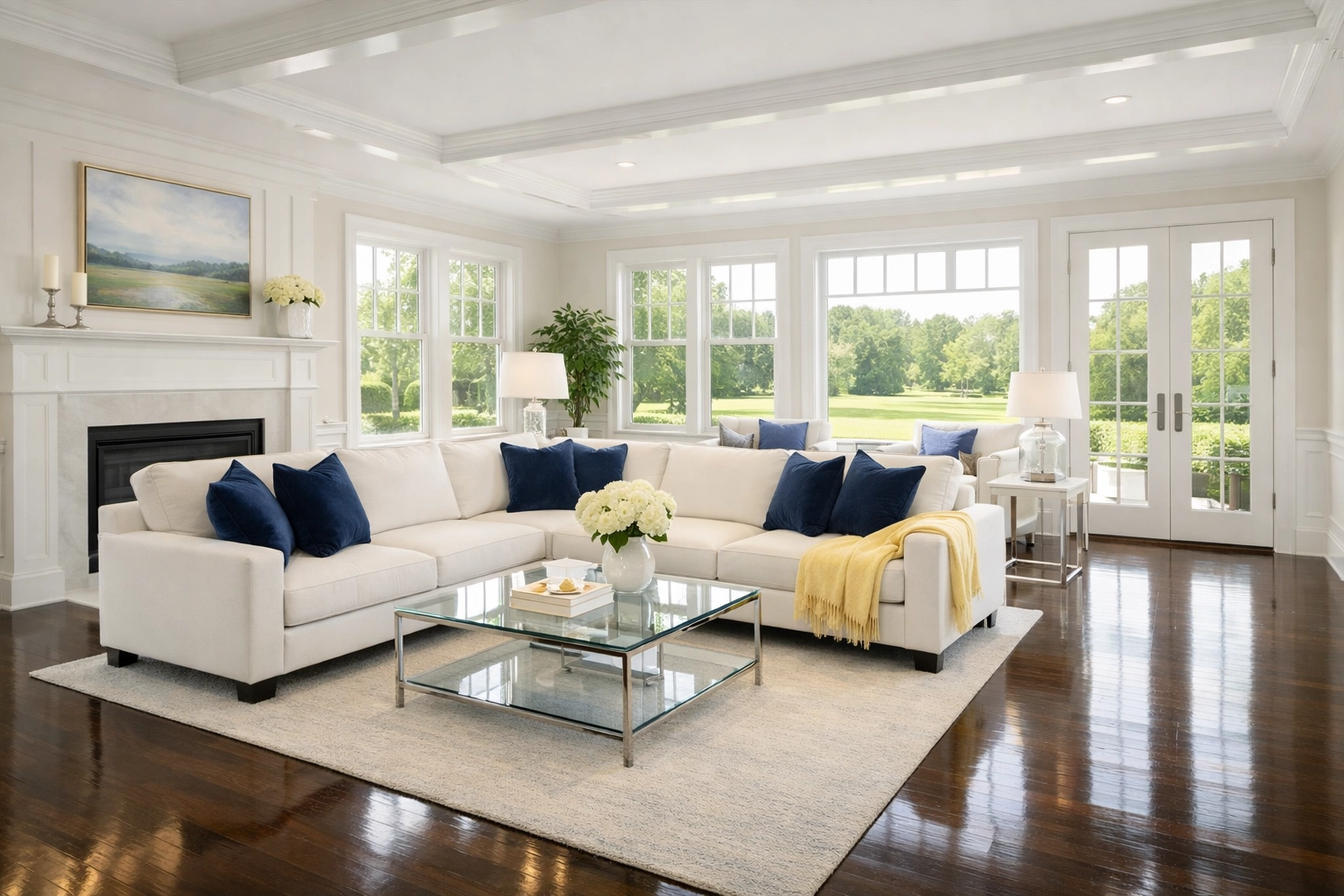 Immaculately clean living room in a Westford home reflecting a stress-free weekly house cleaning routine.