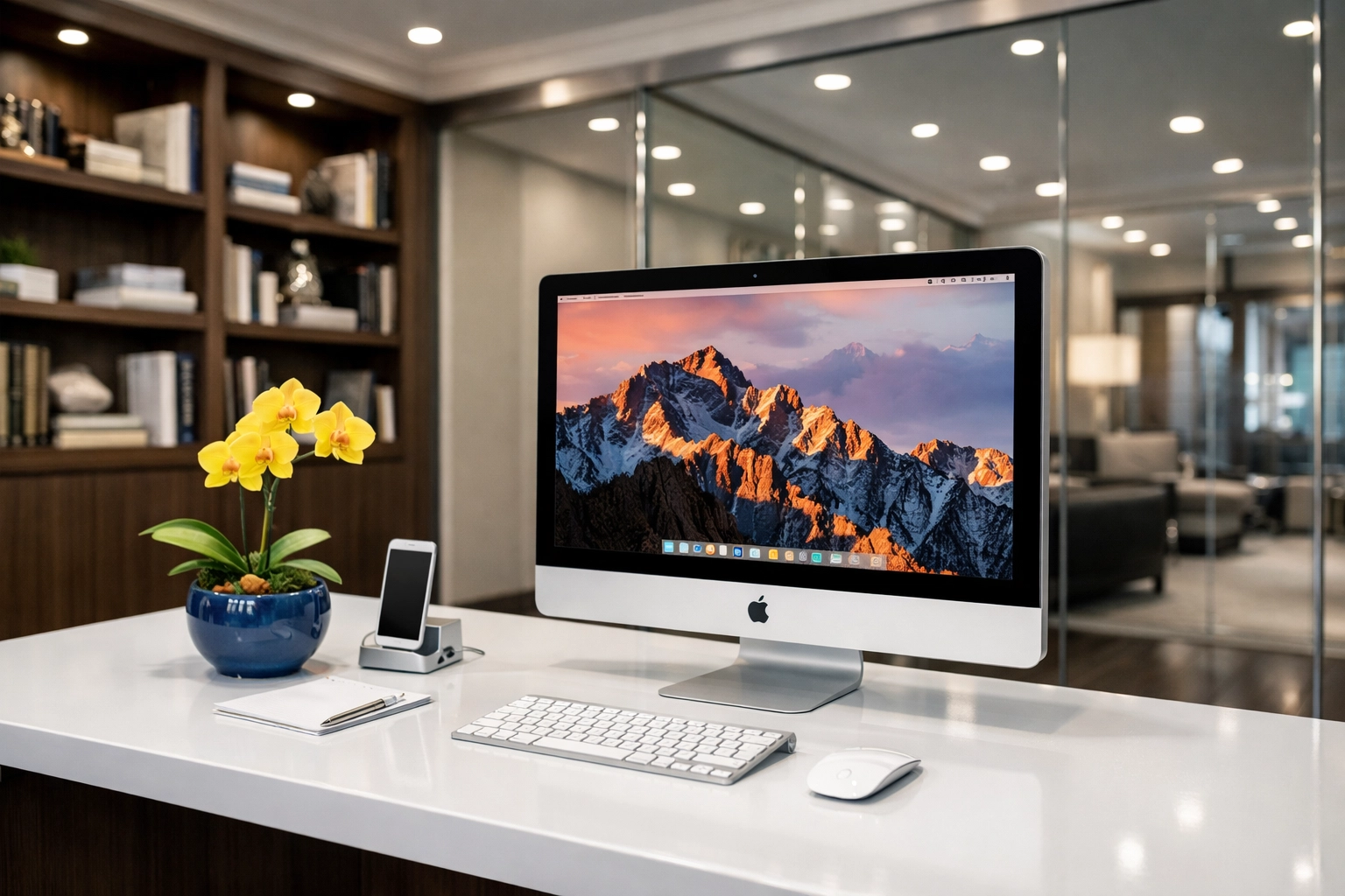 A spotless home office in a Lincoln estate following high-quality residential cleaning services.