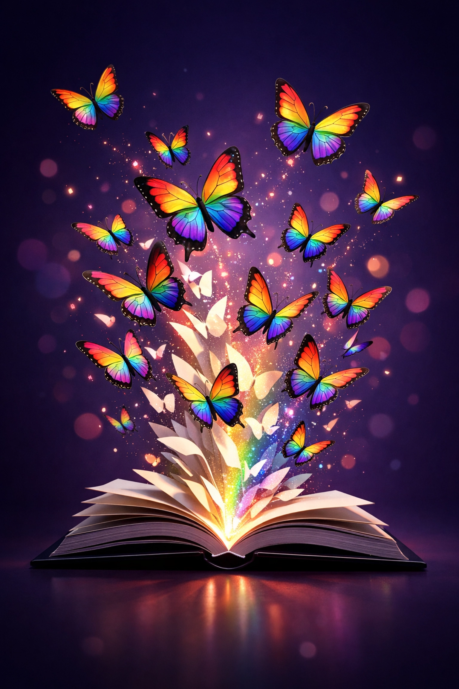 Open book with rainbow butterflies symbolizing liberation through gay literature and coming-of-age stories