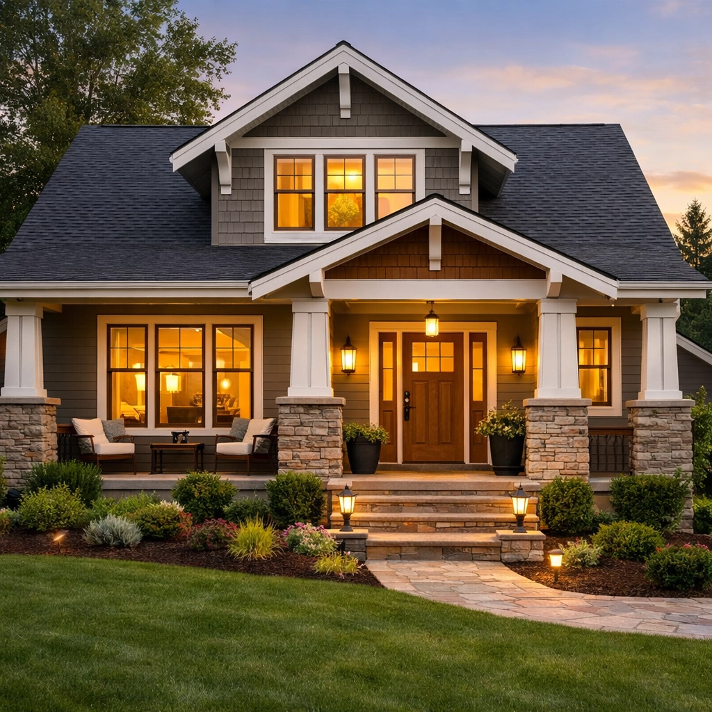 Beautifully remodeled Central Ohio home exterior with modern upgrades and landscaping