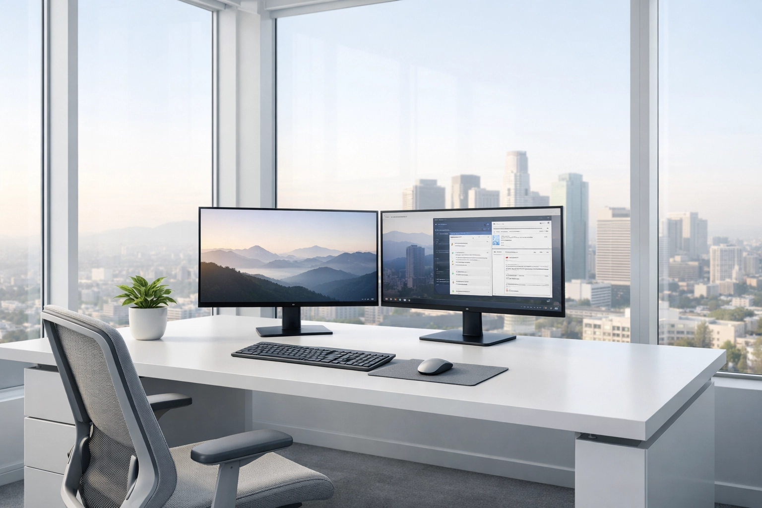 Modern dual-monitor workstation designed for high-capacity ERO service bureau tax preparation operations.