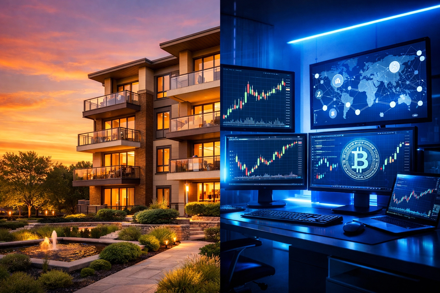 Real estate and cryptocurrency integration for diversified institutional investment strategy