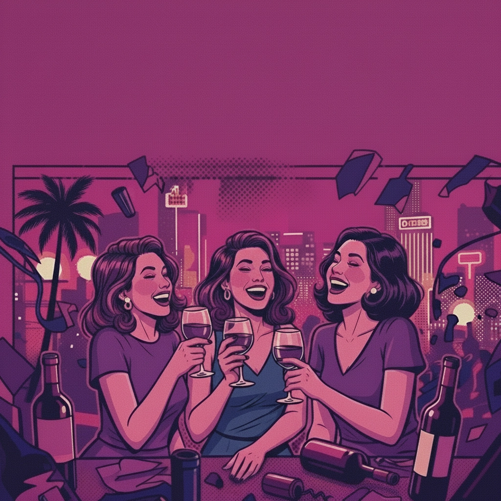 Rebel Wine Bar bachelorette party hero in moody magenta lighting