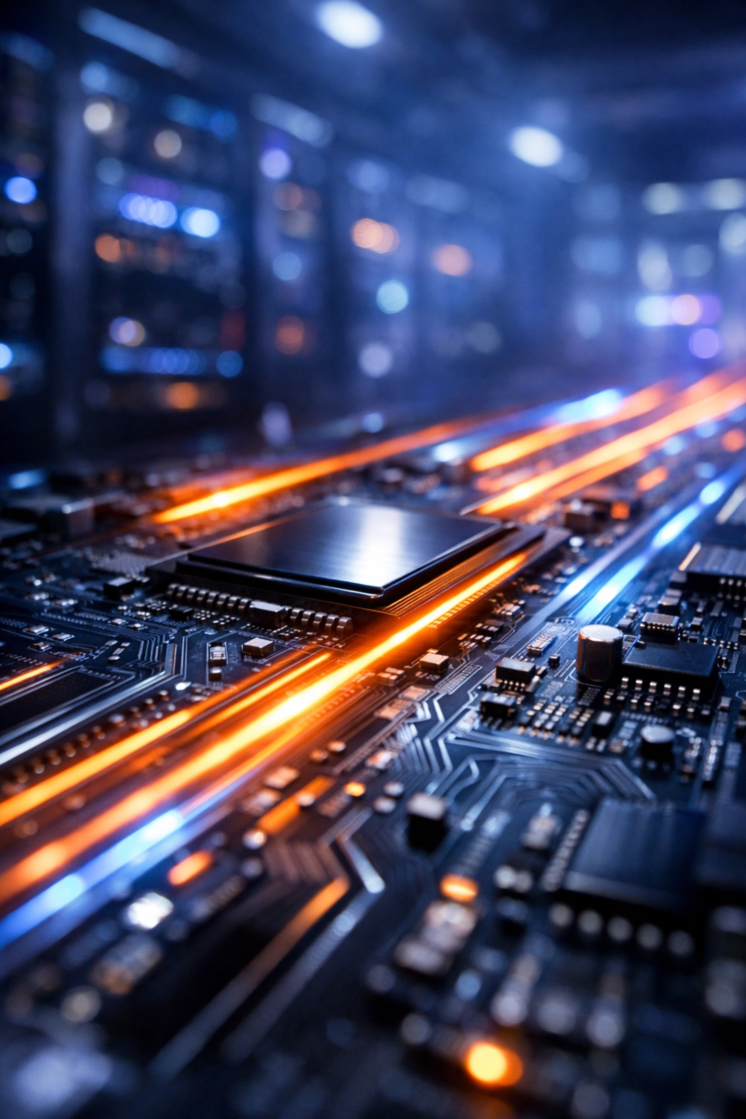 A futuristic circuit board symbolizing technical SEO, site speed, and blogging for beginners performance.
