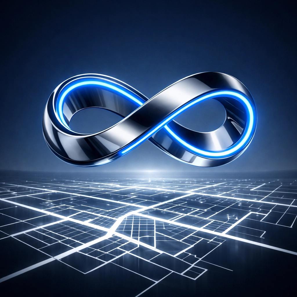 Infinite loop over a digital map representing a closed-loop growth system for multi-location brand leads.