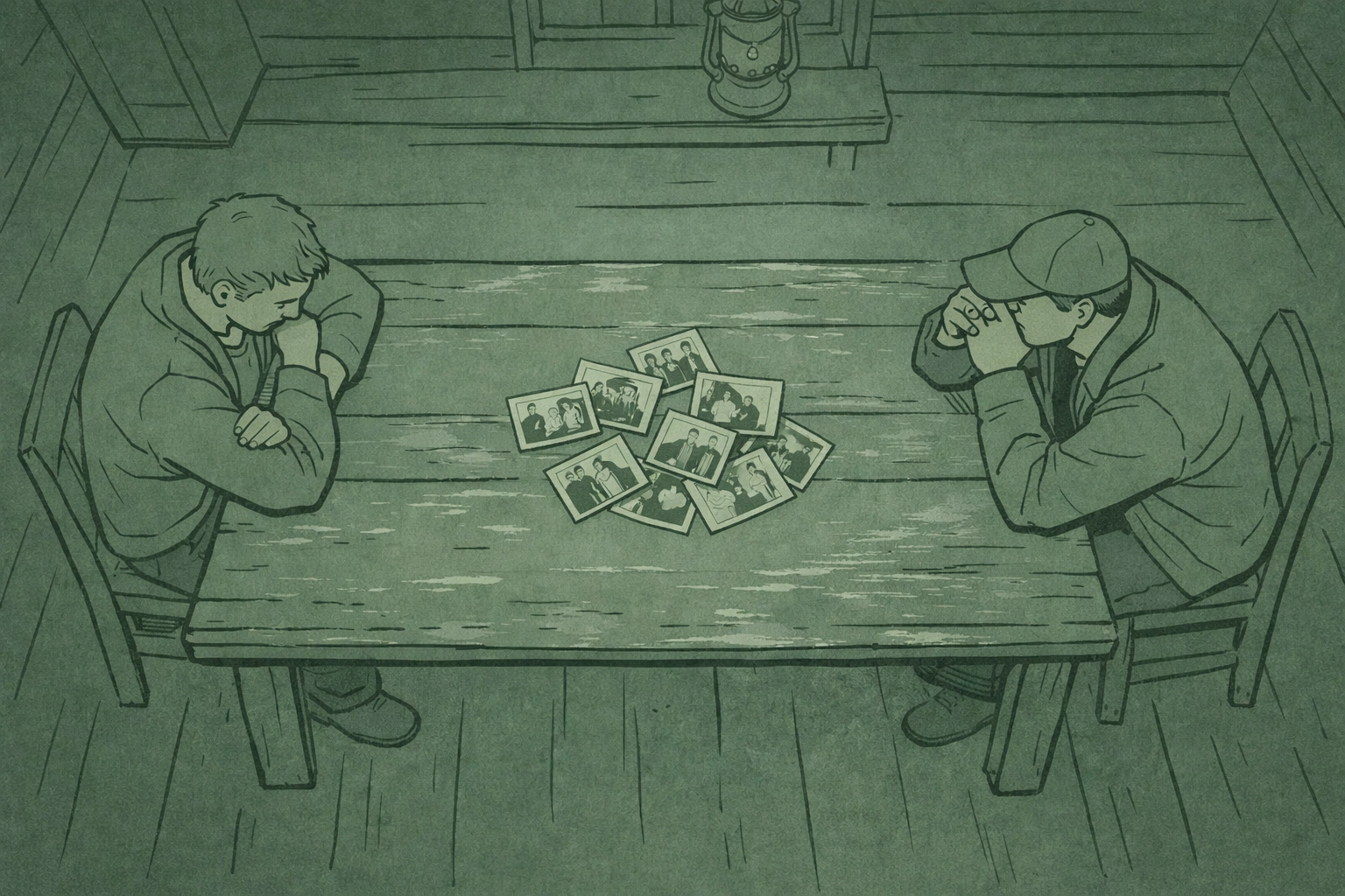 Two brothers separated by family photos exploring LGBTQ+ family trauma in gay contemporary fiction