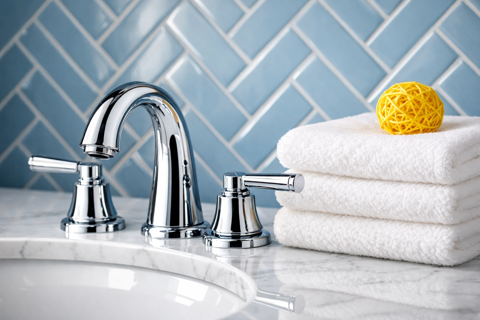 Gleaming bathroom vanity and fixtures showing the detail of expert Worcester house cleaning services.