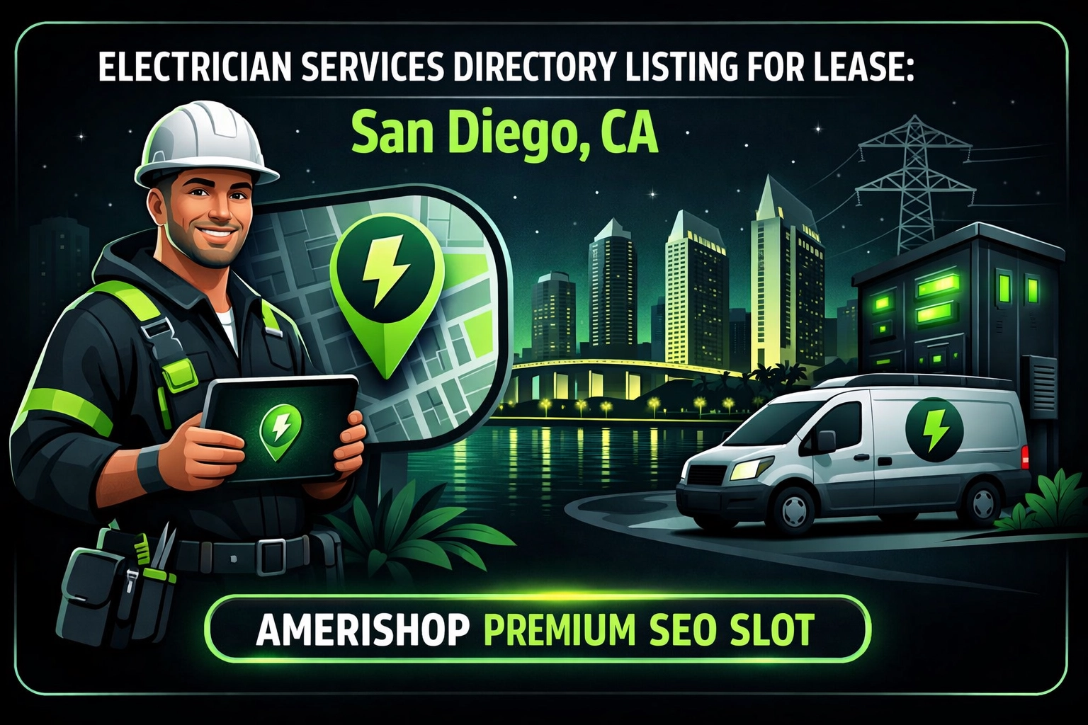 [HERO] Electrician Services Directory Listing For Lease: San Diego, CA - Amerishop Basic Spot For Lease