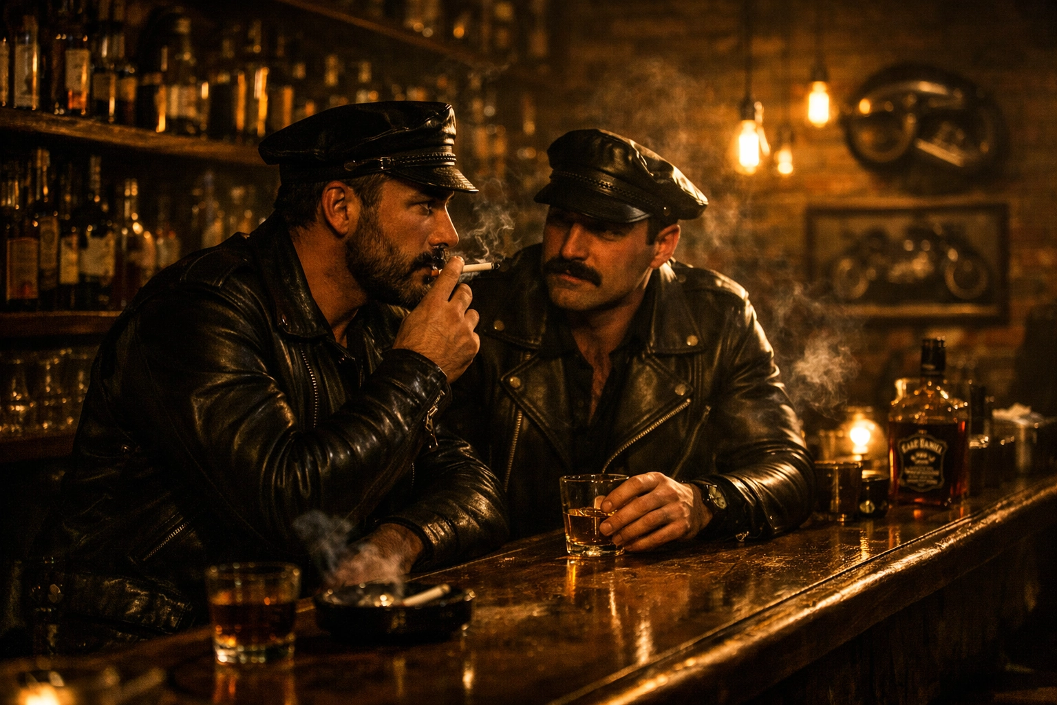 1970s gay leather bar interior showing the historic roots of LGBTQ leather community culture