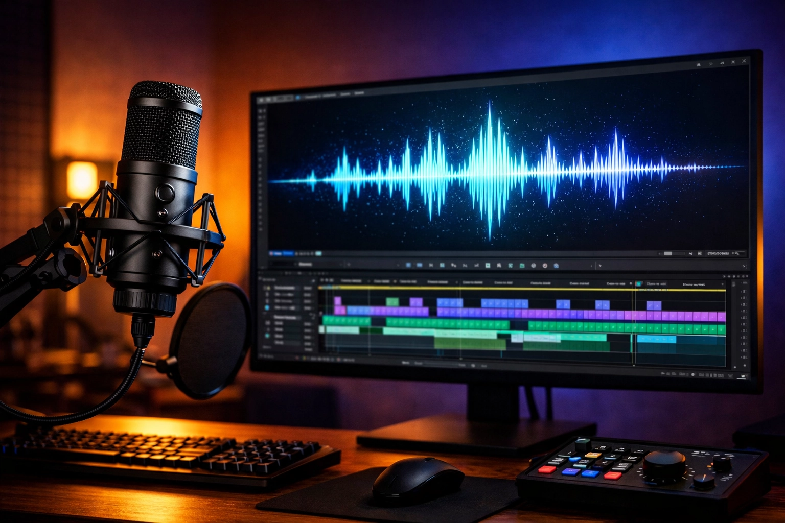 Professional content creation studio setup for mastering how to make money online with AI.