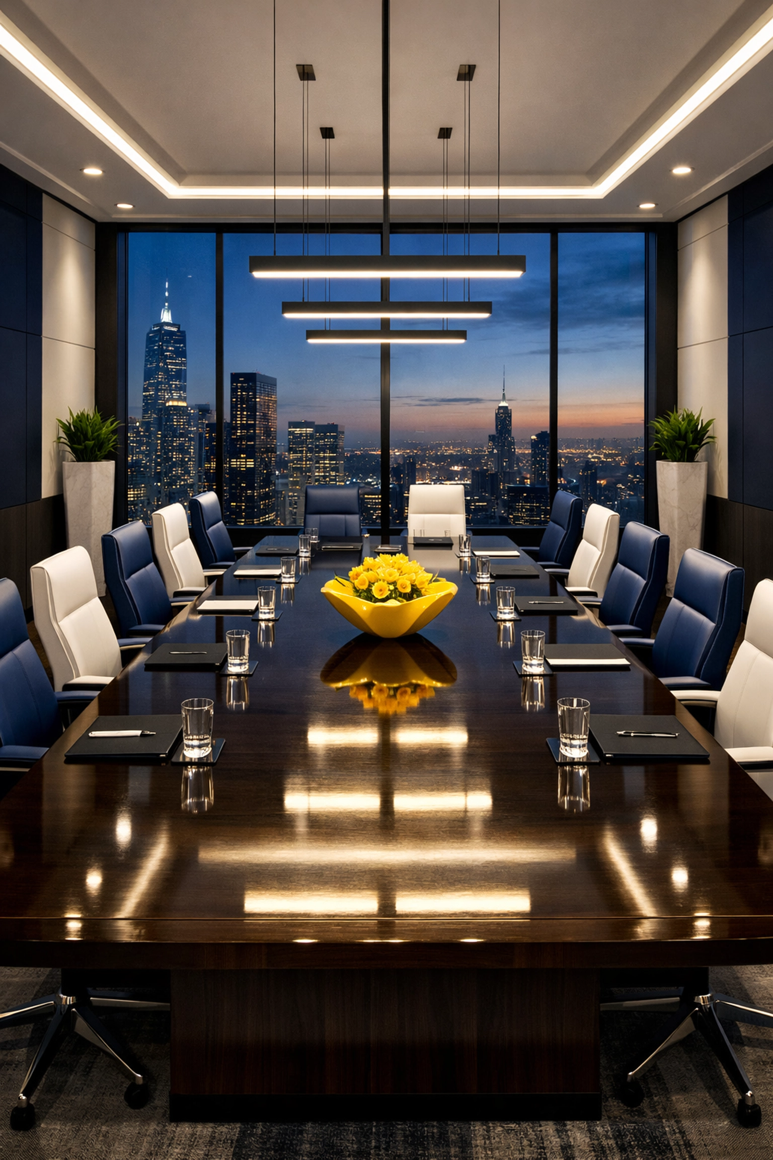 A perfectly clean executive boardroom highlighting the precision of professional office cleaning services.