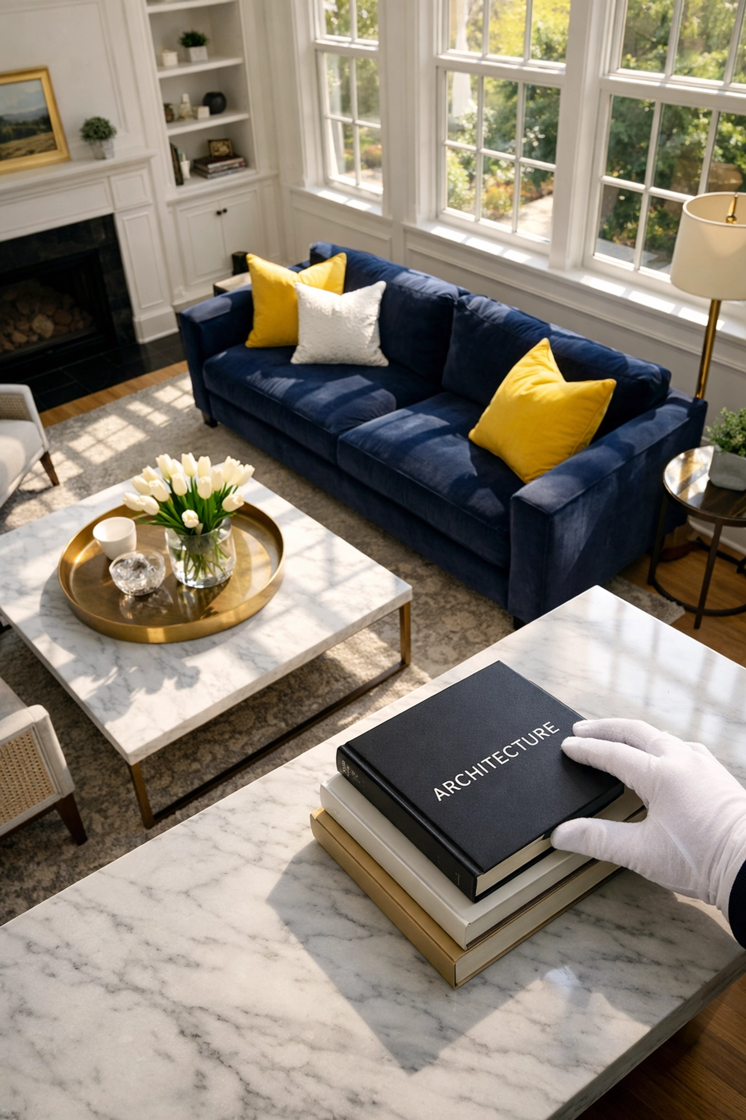 Luxury house cleaning MA results in a perfectly organized living room with a white-glove professional finish.