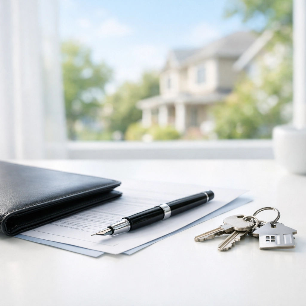 House keys and settlement documents on a table for a successful home purchase closing in PA or NJ.