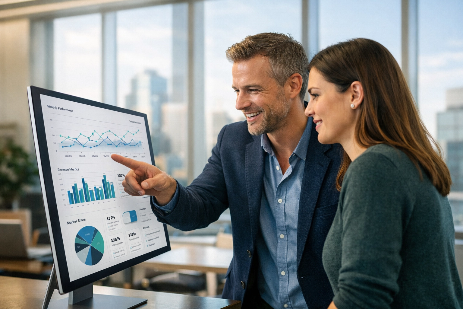 ServiceNow ITOM and ITAM experts analyzing performance data dashboards for operational efficiency.