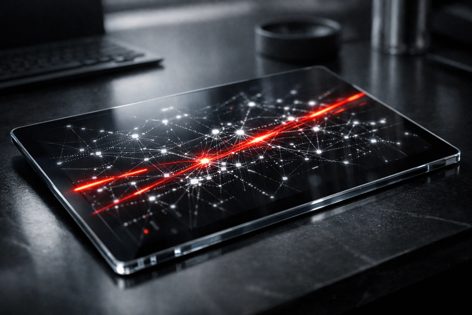 Digital data nodes on a screen illustrating AI SEO optimization and generative engine optimization.