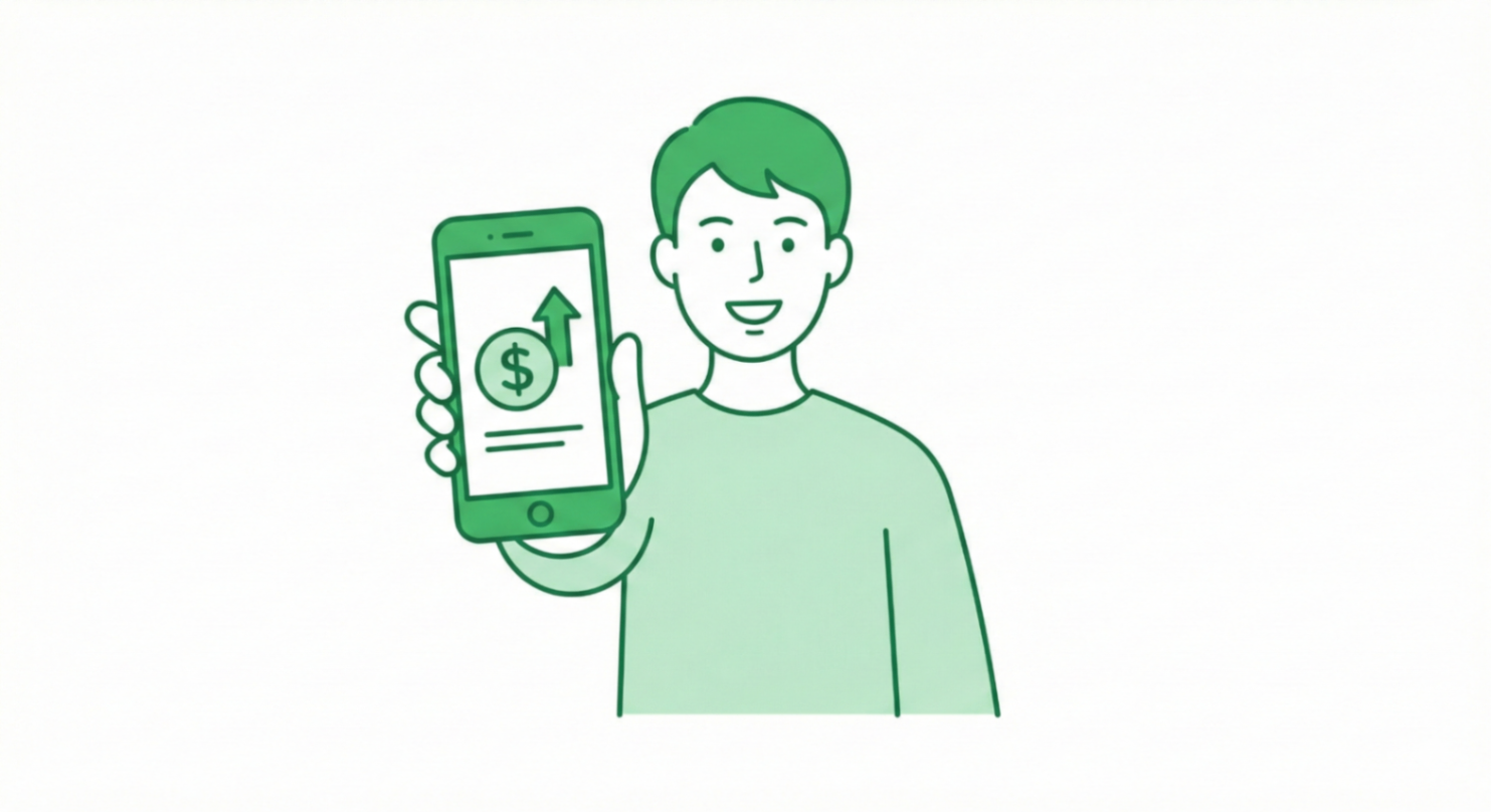 Person Holding Smartphone with Airfare Savings Notification