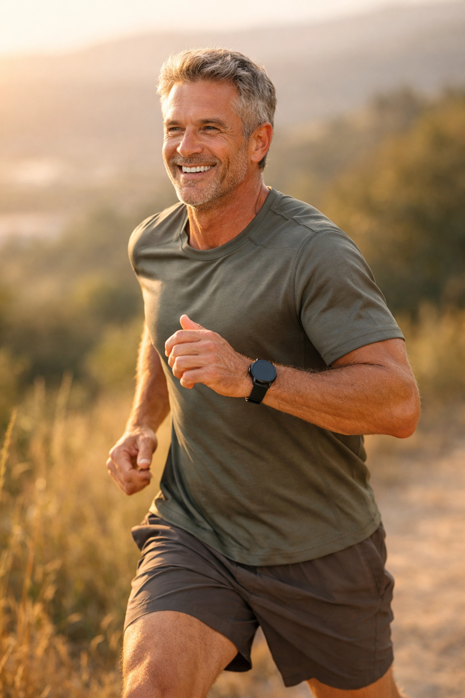 Fit man enjoying an outdoor jog after restoring vitality through hormone therapy for men