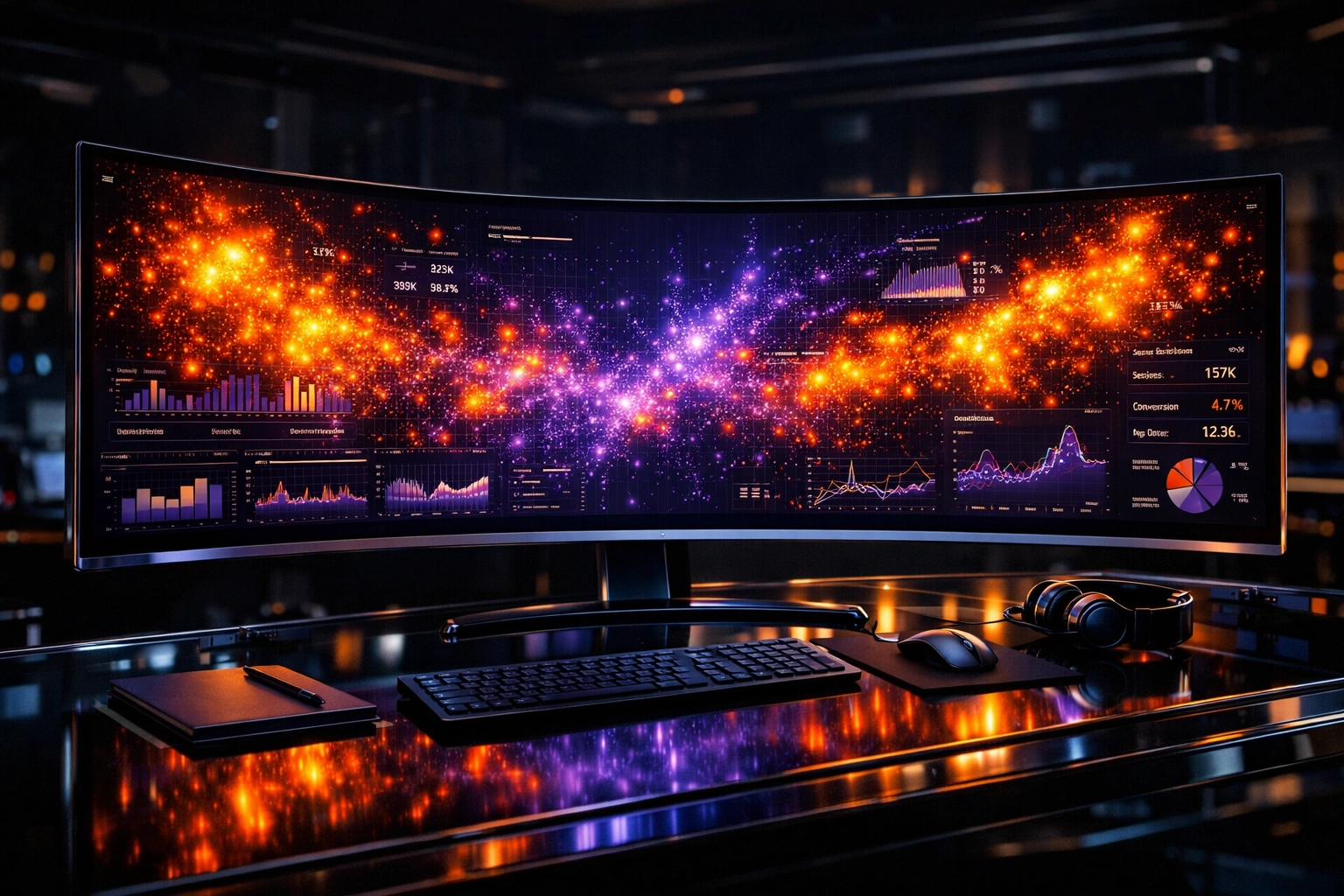 Intelligent website design analytics dashboard showing data-driven insights for luxury retail.